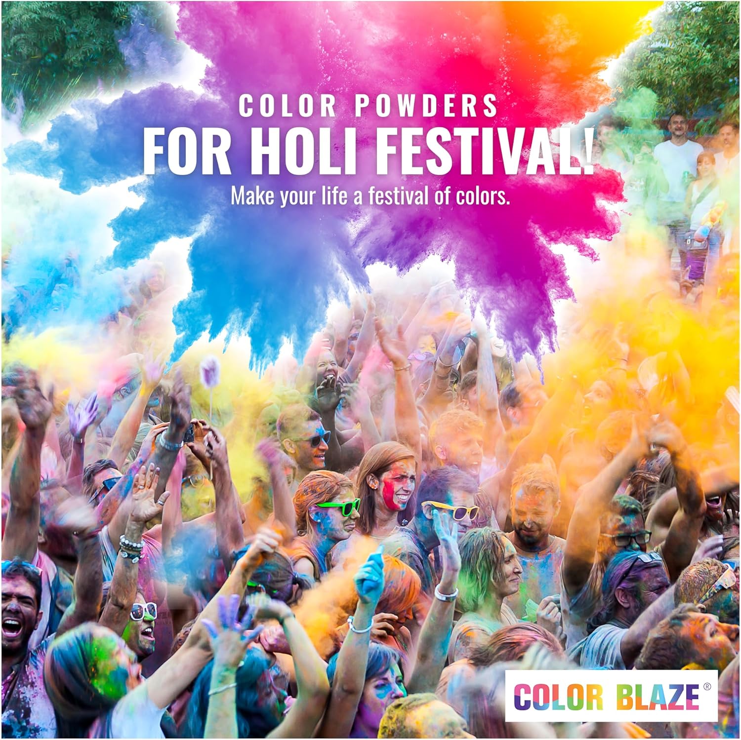 Color Blaze Holi – Polvo de colores  1 libra de cada color  rosa, rojo, naranja, amarillo, verde, verde azulado, azul, morado  para carreras