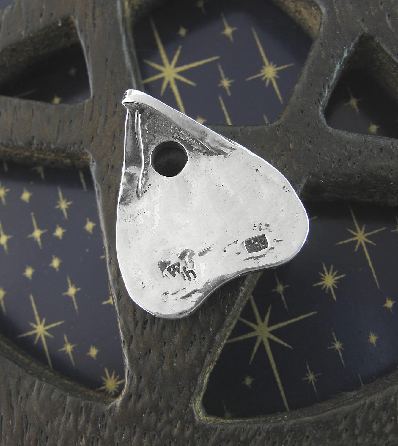 Ouija Planchette Pendant Crescent Moons Floral Vines Evil Eye Spirit Trance Talking Board 100% Handmade Fine Silver