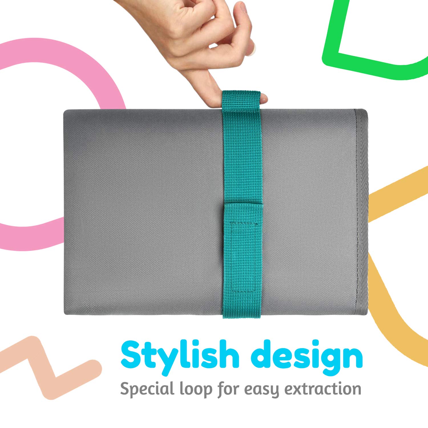 Toolik – Cambiador de pañales para bebé, extra grande (27.5 x 19.7 pulgadas), tapete impermeable para paseos de cochecito o bolsa de pañales, se