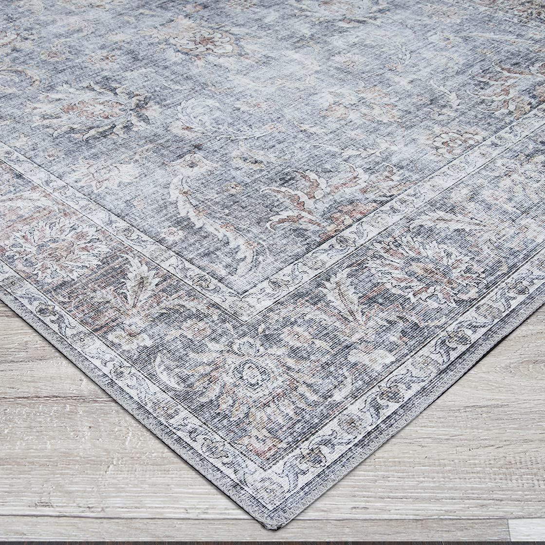 Couristan Alfombra Pasha Isfahan rectangular de 5 x 8 pies, color hongo, floral, antideslizante, decoración del hogar