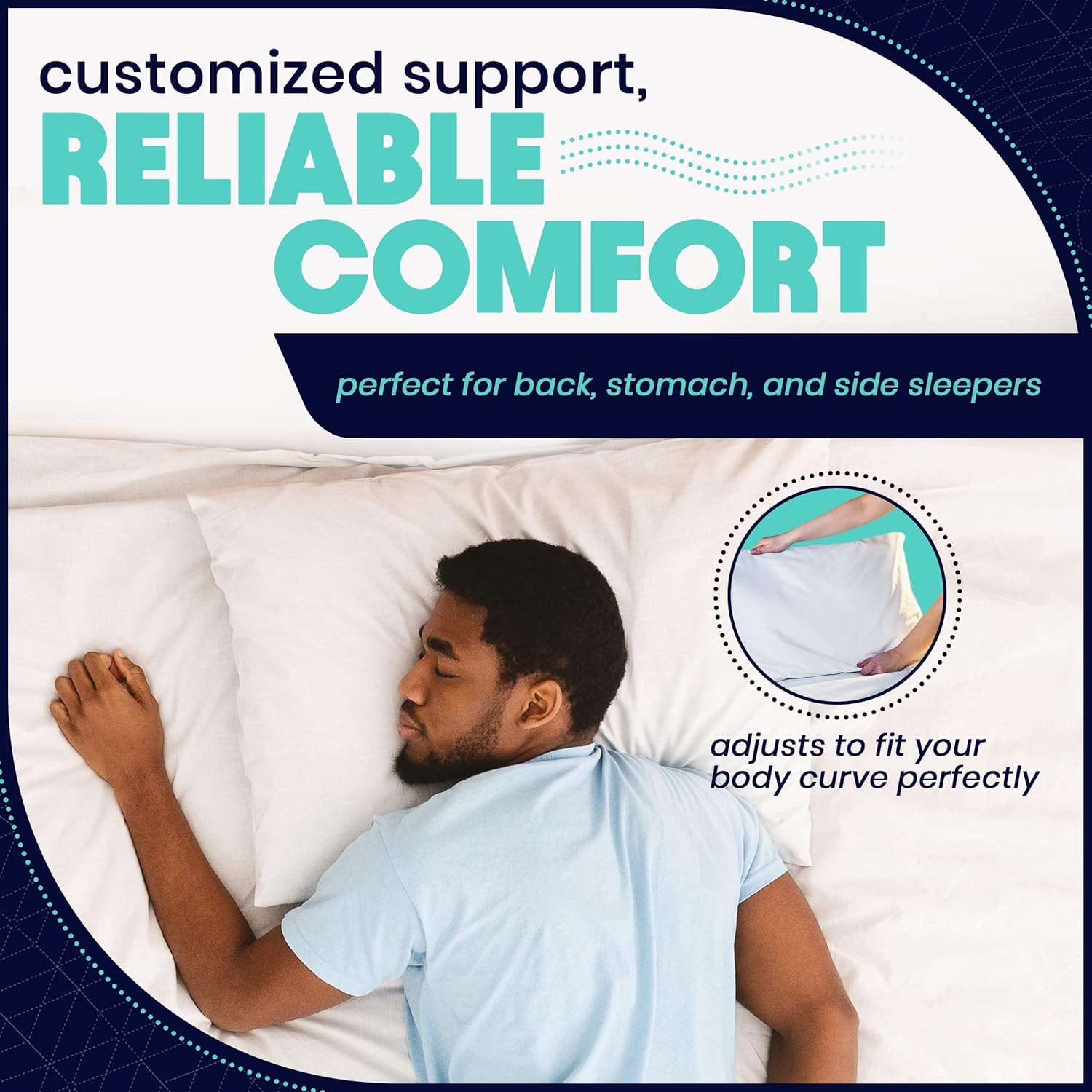 EnerPlex Almohadas de espuma viscoelástica  Paquete de 1 almohada ajustable con certificación CertiPUR-US tamaño King para dormir con espuma extra y