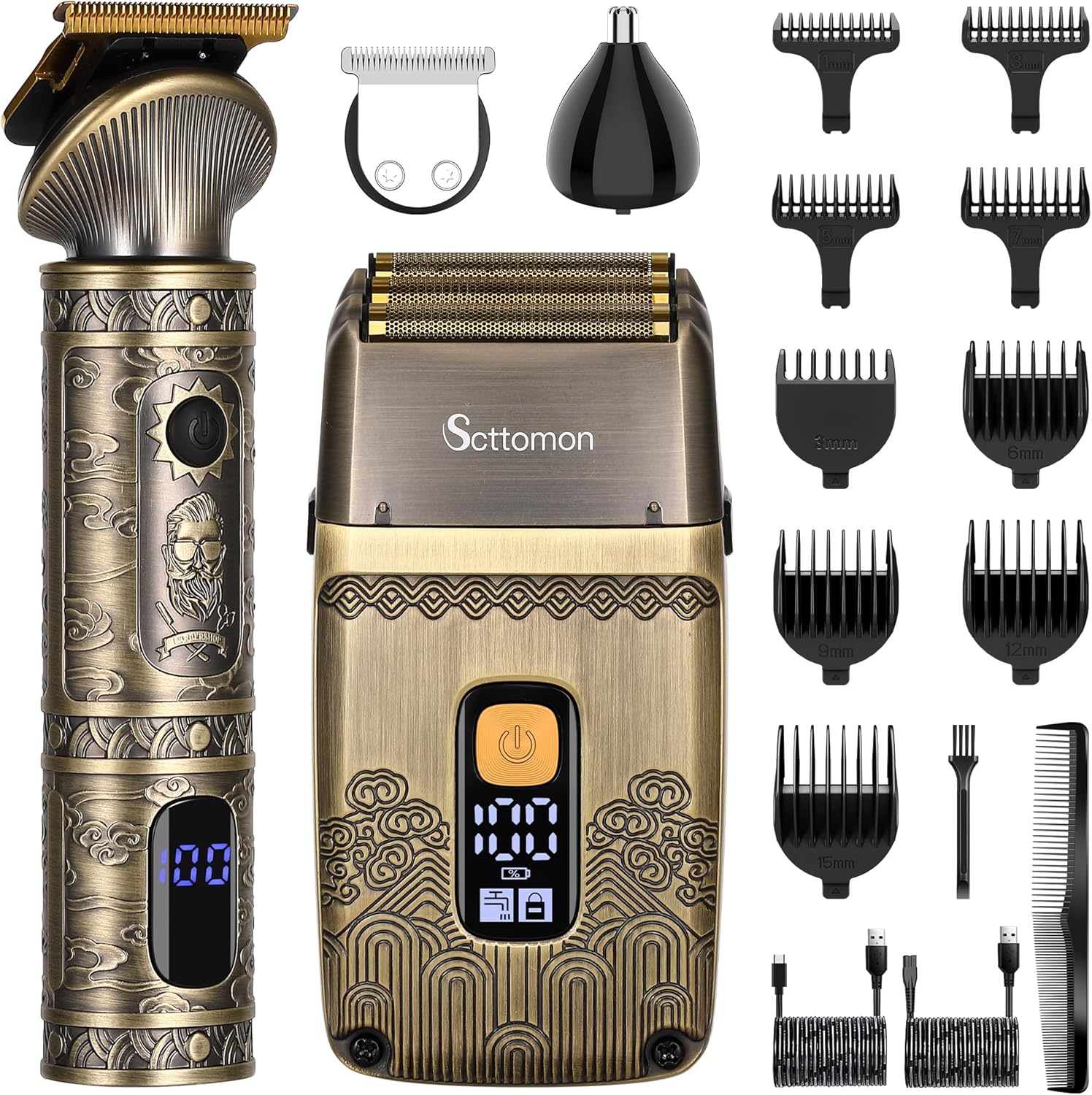 T-Blade – Cortadoras de pelo y afeitadoras eléctricas para hombres, afeitadora de papel de aluminio, recortadora de barba, kit de aseo para hombres