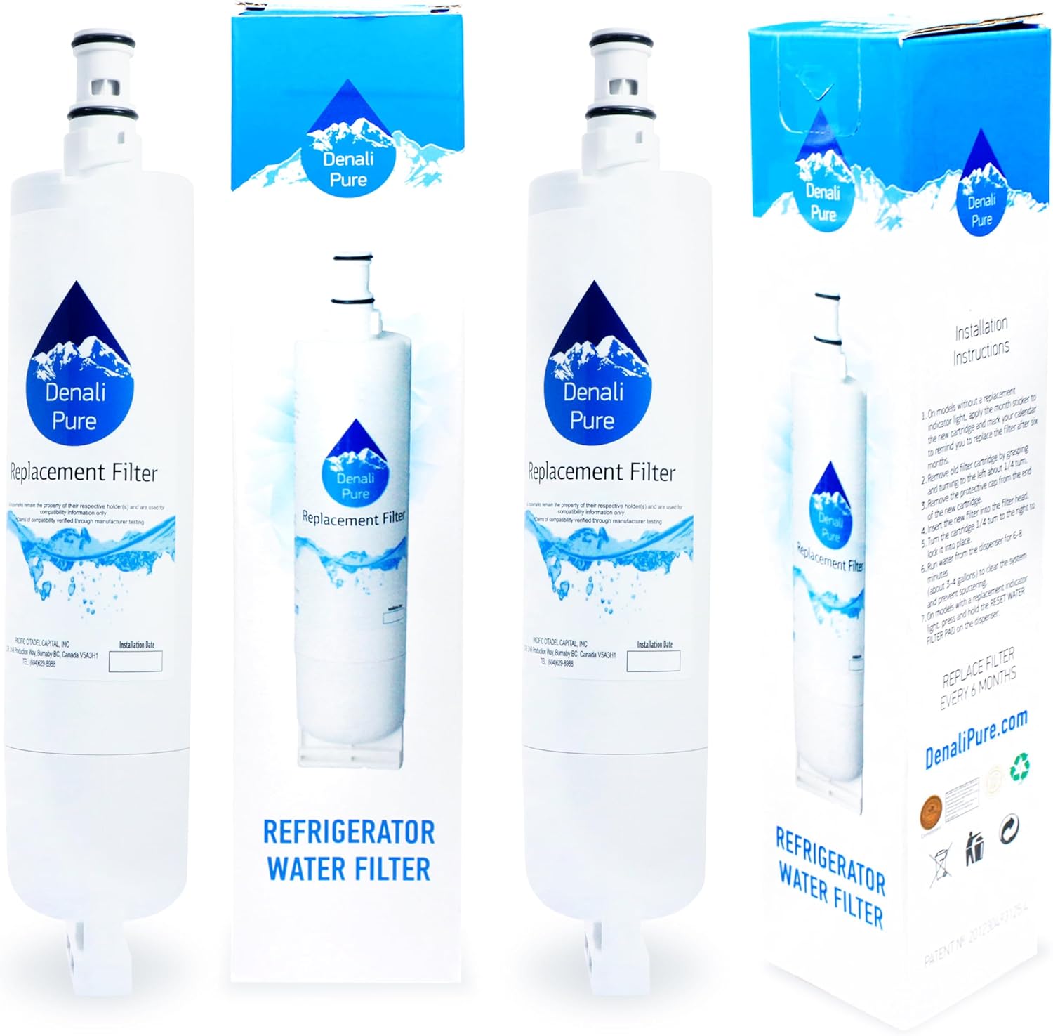 Pack de 2 filtros de agua para nevera Whirlpool GS2SHAXML00 – Compatible con Whirlpool 4396508, 4396510