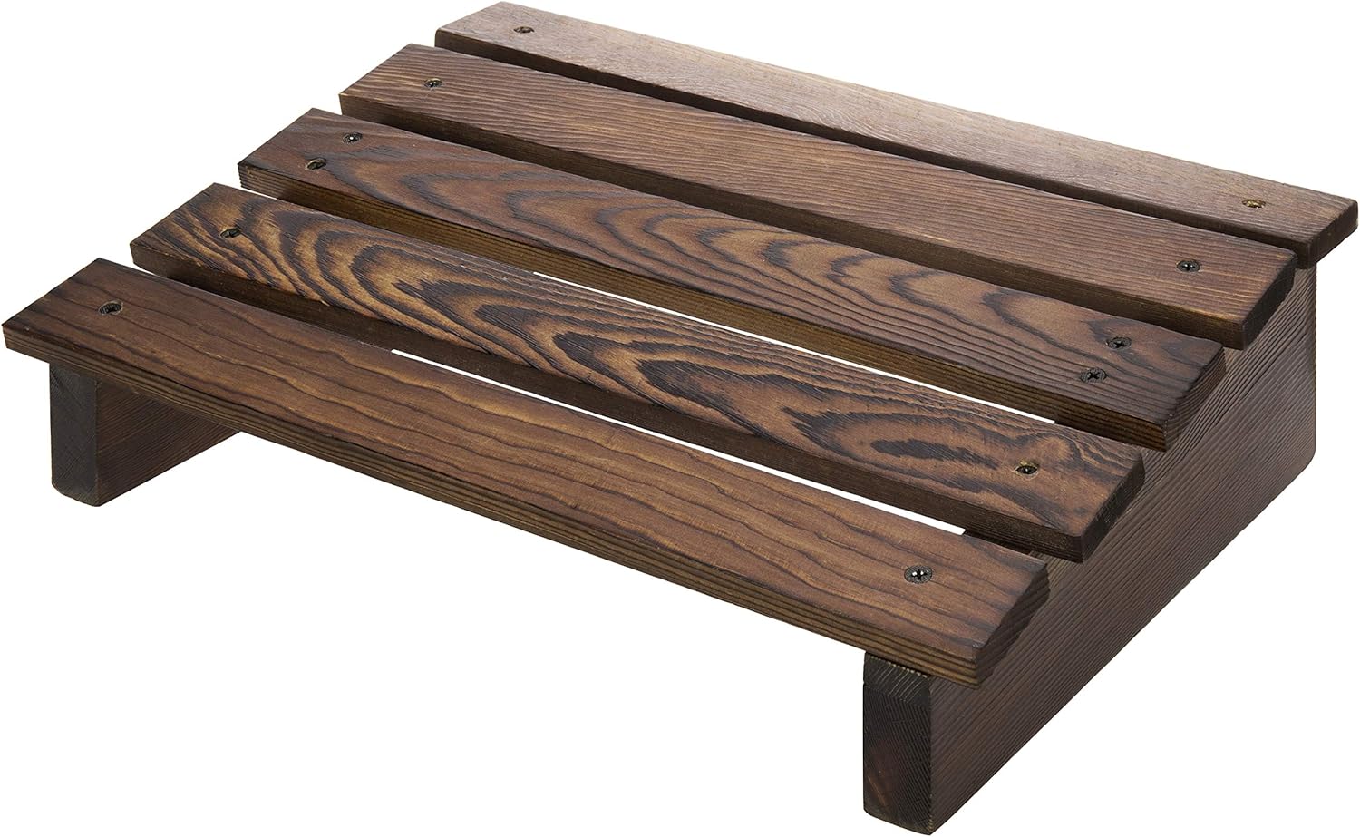 MyGift Taburete ergonómico de madera marrón quemado para pies debajo del escritorio con diseño inclinado, taburete para escritorio en el trabajo