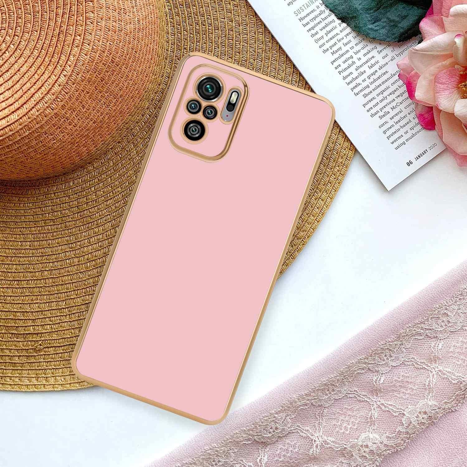 Funda compatible con Xiaomi RedMi Note 10 4GRedMi Note 10S en rosa brillante – Oro – Funda protectora hecha de silicona TPU flexible y con