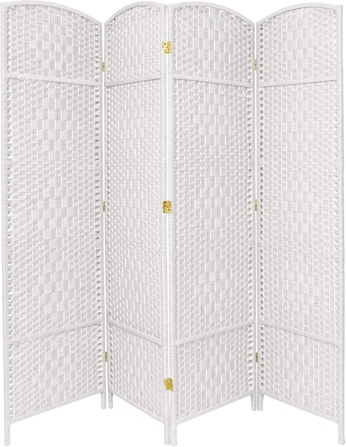 Oriental Furniture – Divisor de habitación con tejido de diamante de 7 pies de alto, color blanco, 4 paneles
