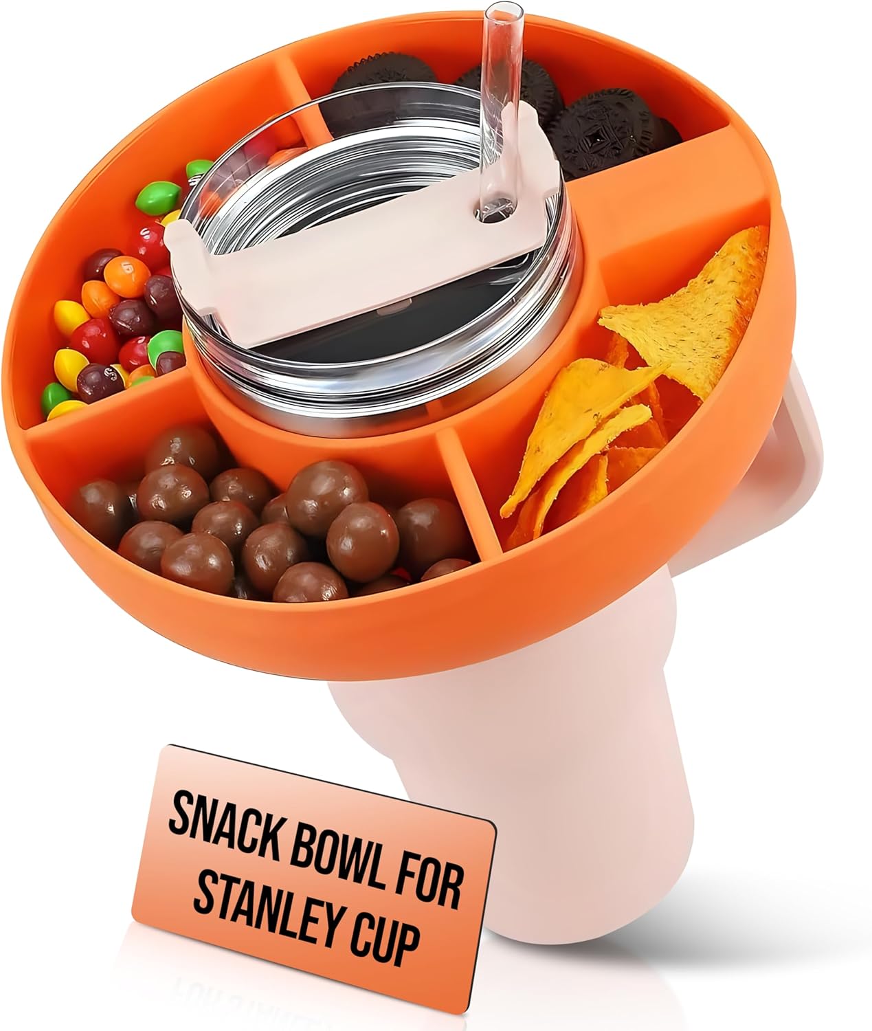 Tazón de aperitivos para taza Stanley, anillo de silicona para vaso Stanley Cup 1.0 H2.0 de 40 onzas con asa, bandeja reutilizable de 40 onzas para