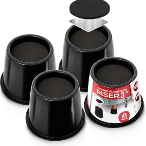 Utopia Bedding Elevadores de cama de 3 pulgadas, paquete de 4, elevadores redondos para muebles con espuma antideslizante superior con placa de Utopia Bedding Elevadores de cama de 3 pulgadas, paquete de 4, elevadores redondos para muebles con espuma antideslizante superior con placa de