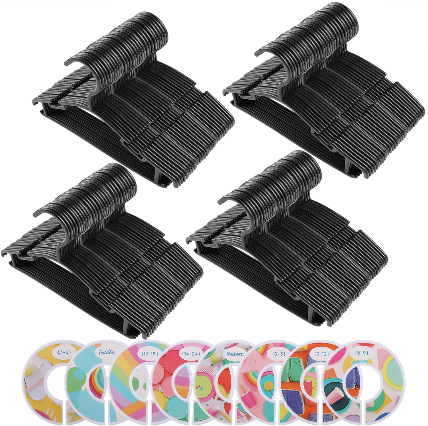 GoodtoU Perchas de bebé para armario, perchas para niños, perchas para guardería, perchas para bebés, color negro, paquete de 100 unidades