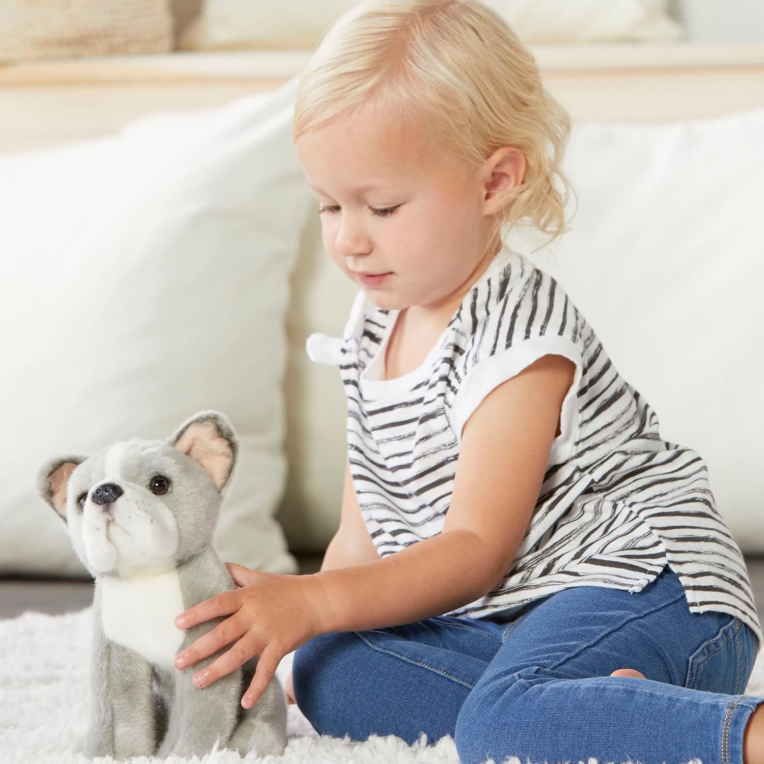 DEMDACO Pittie Mix Rescue Breed Dog – Figura de peluche gris de 10 pulgadas
