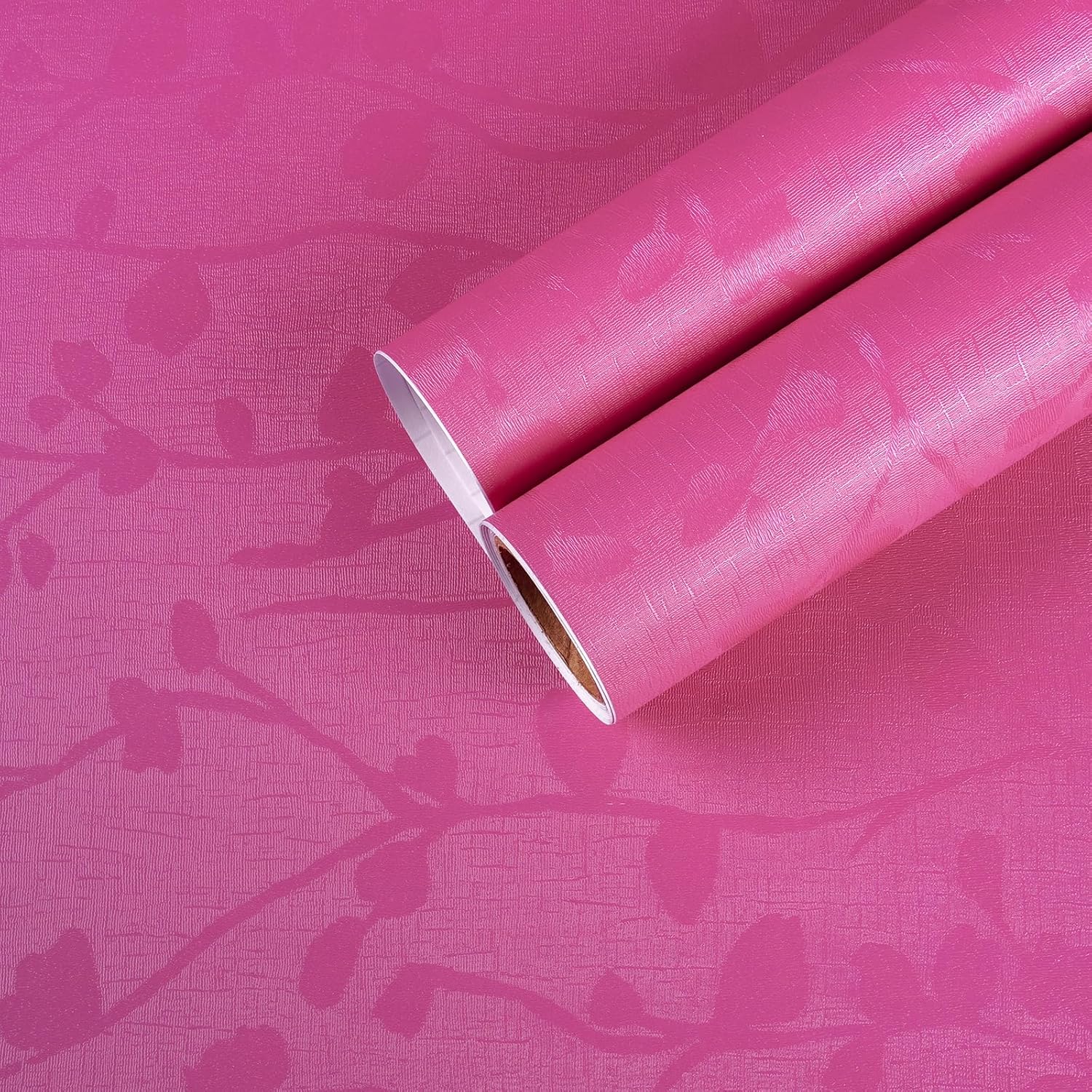 Papel tapiz de seda en relieve de color rosa oscuro, autoadhesivo, extraíble, texturizado rosa, papel de contacto para gabinetes, película de vinilo