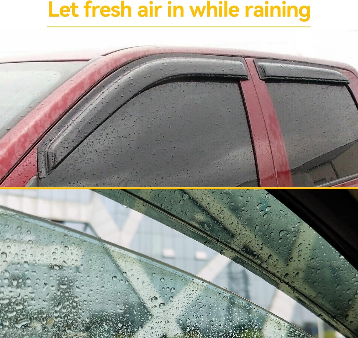 Protectores de lluvia para Dodge Ram 1500 Crew Cab 2009-2018, deflectores de ventana, viseras de ventilación para Ram 25003500 Mega Cab 2010-2023