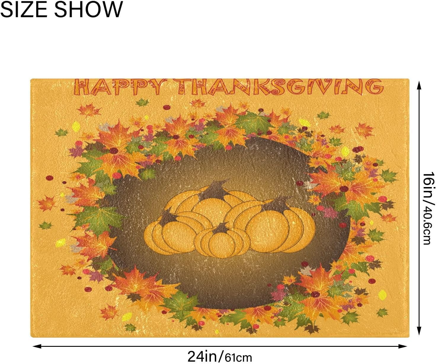 Bathroom Rugs Sets 2 Piece 24×16+24×20 Inch,Soft U-Shaped Contour Toilet Rug Happy Thanksgiving Non-Slip Absorbent Bath Floor Mat Carpet Set Water