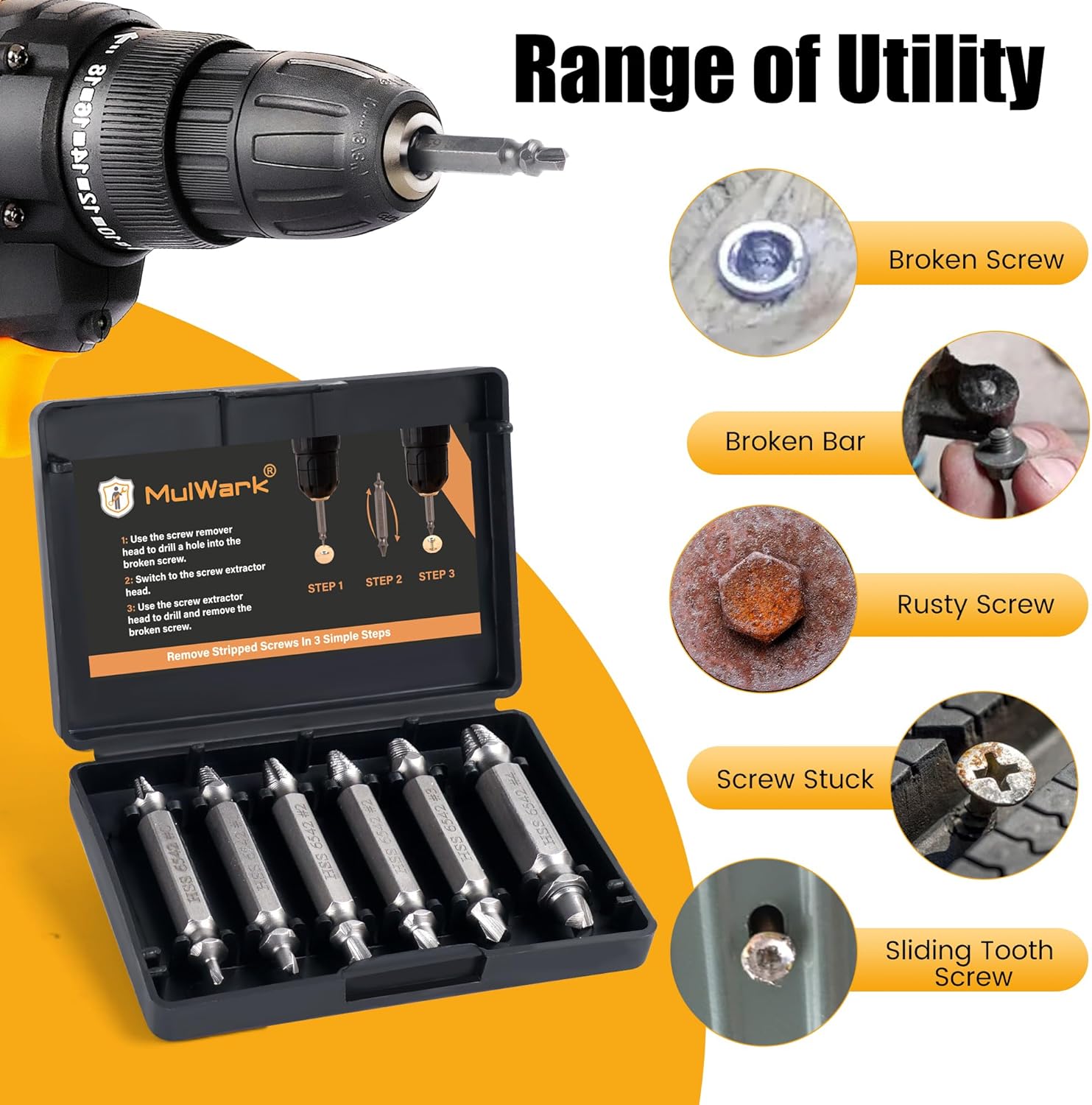 Regalos para hombres, juego de extractor de tornillos dañados, herramienta de extracción de tornillos pelados de alta velocidad para tuercas y