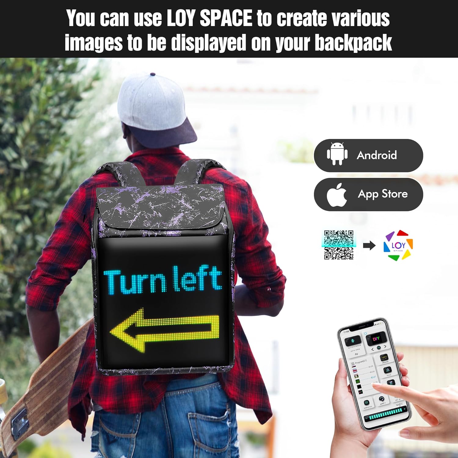 Mochila LED, mochila impermeable para motocicleta, pantalla diseñable, regalo de cumpleaños para hombres, mochila para laptop de 15.6 pulgadas,