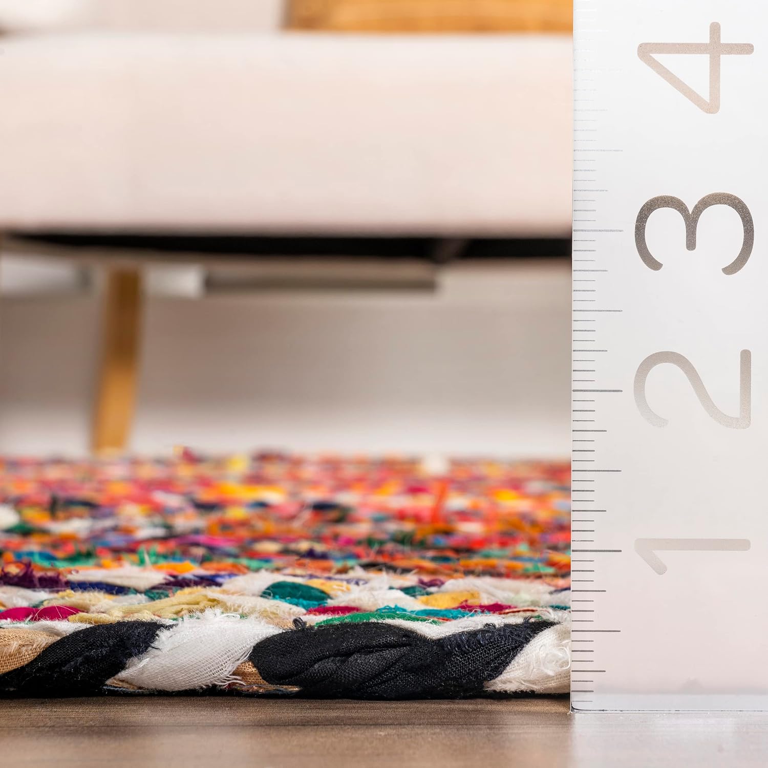 nuLOOM Tammara – Alfombra bohemia trenzada a mano, ovalada de 4 x 6 pies, multicolor