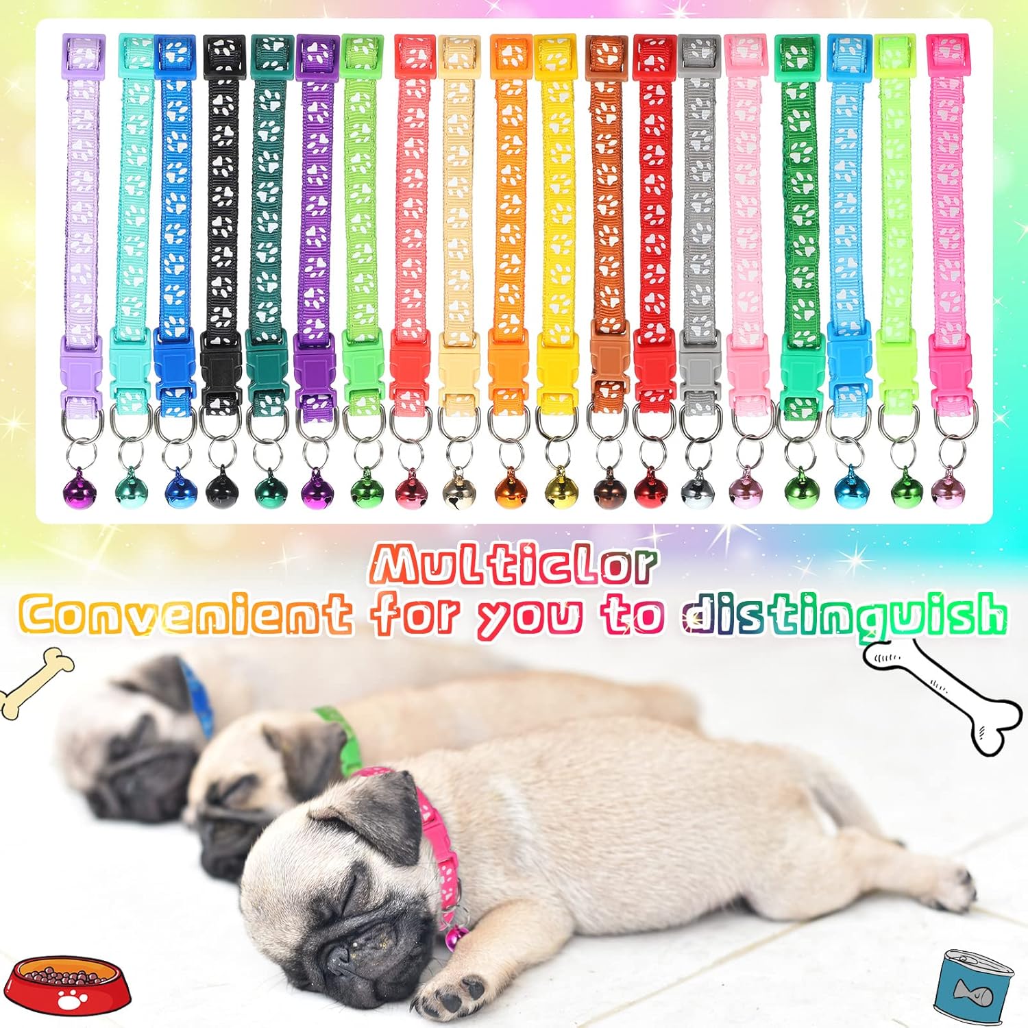 Mixweer 24 collares para cachorros pequeños, collares de identificación para cachorros recién nacidos, suministros para perros pequeños, gatos,