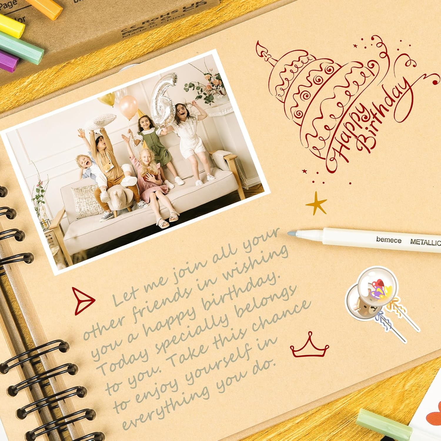 Bemece Álbum de recortes, 80 páginas, álbum de fotos, papel para manualidades, álbum de recortes hecho a mano para aniversario, boda, viajes, baby