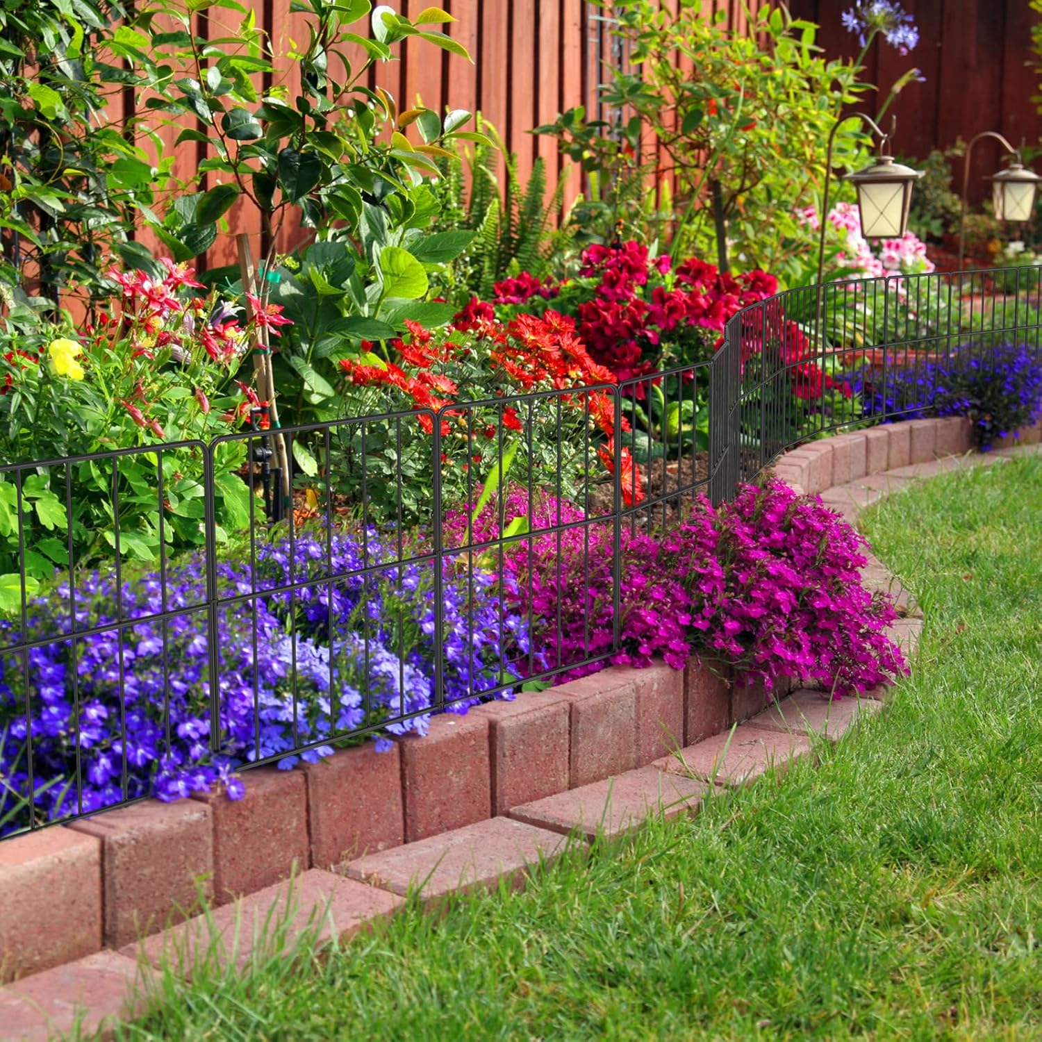 OUSHENG Valla decorativa pequeña para jardín, valla de 10 pies de largo x 16.5 pulgadas de alto, panel de alambre de metal resistente al óxido,