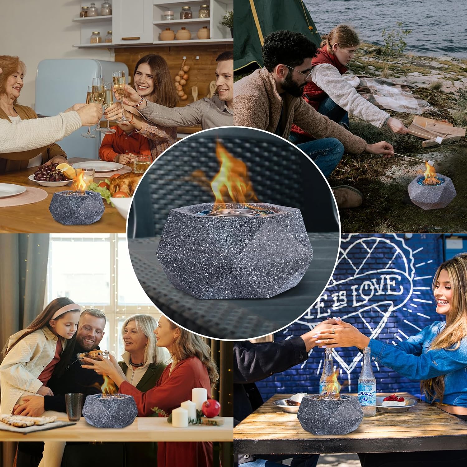 Afranti Chimenea de alcohol para fogata de mesa para interior y exterior, combustión limpia, bioetanol, chimenea sin ventilación