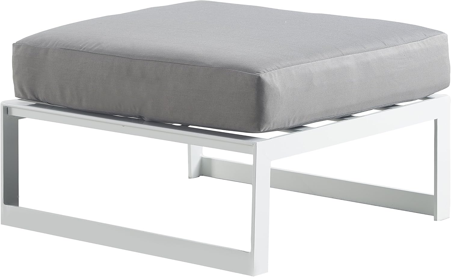 Elle Decor Modern Mirabelle – Colección de muebles modulares para patio al aire libre, marco blanco u dorado, otomano, blanco