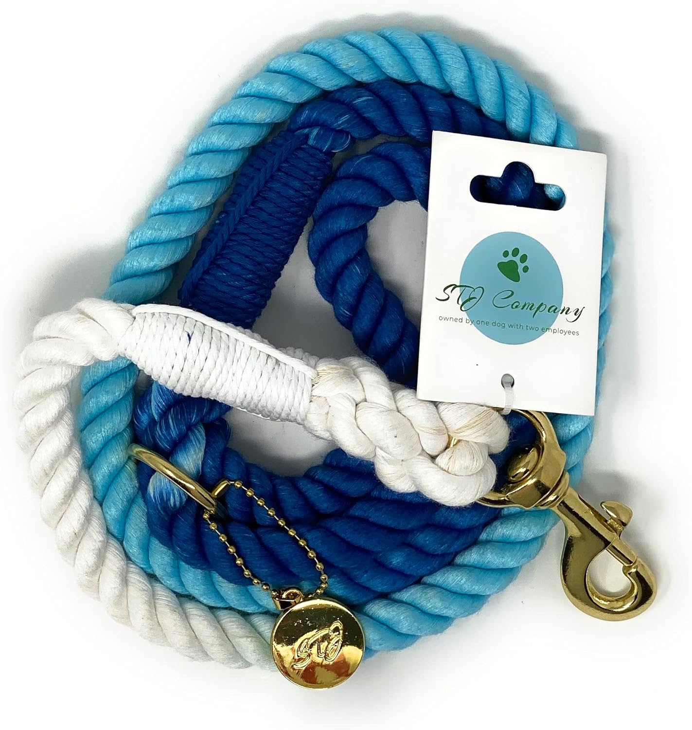 STJ Company – Correa de lujo degradada para perros, cuerda de algodón trenzada hecha a mano, 4 pies con perno de presión de metal giratorio dorado,