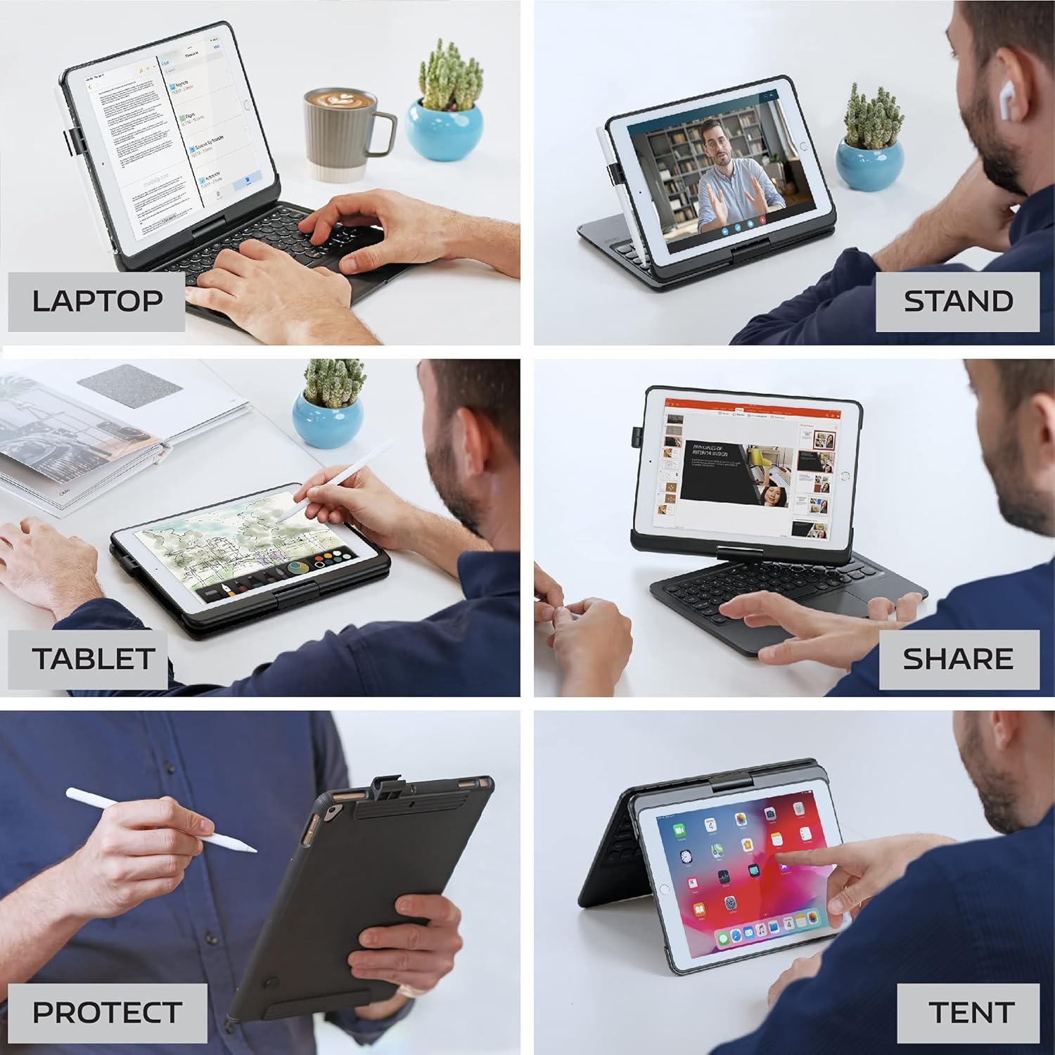 mobee Unitype – Teclado (10.9 pulgadas, 2022) para iPad Air (5 y 4 generación) con trackpad, teclado retroiluminado, giratorio de 360, panel táctil