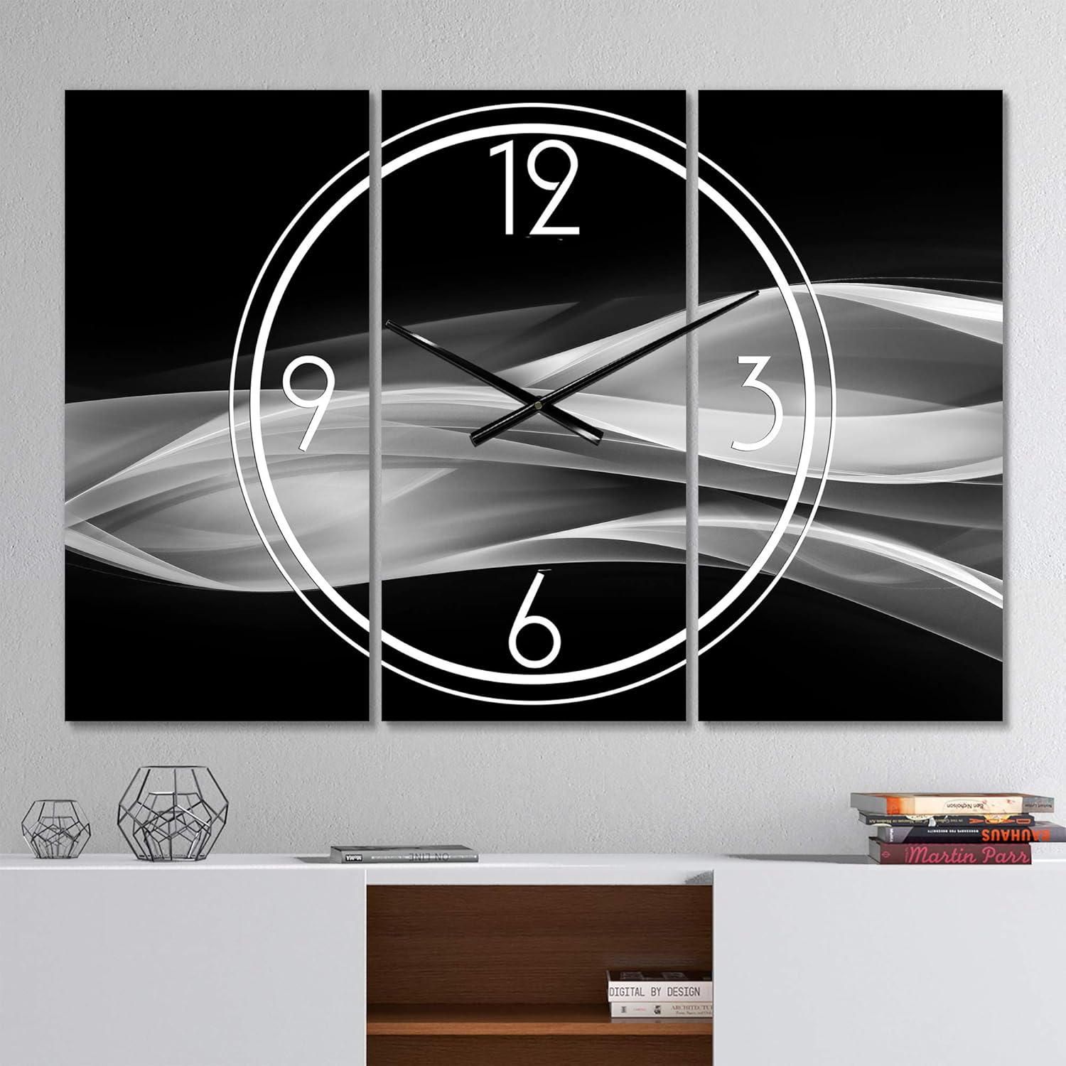 Reloj de pared moderno con patrón de plata para decoración de la sala de estar del dormitorio del hogar, baño, oficina, sala de estar