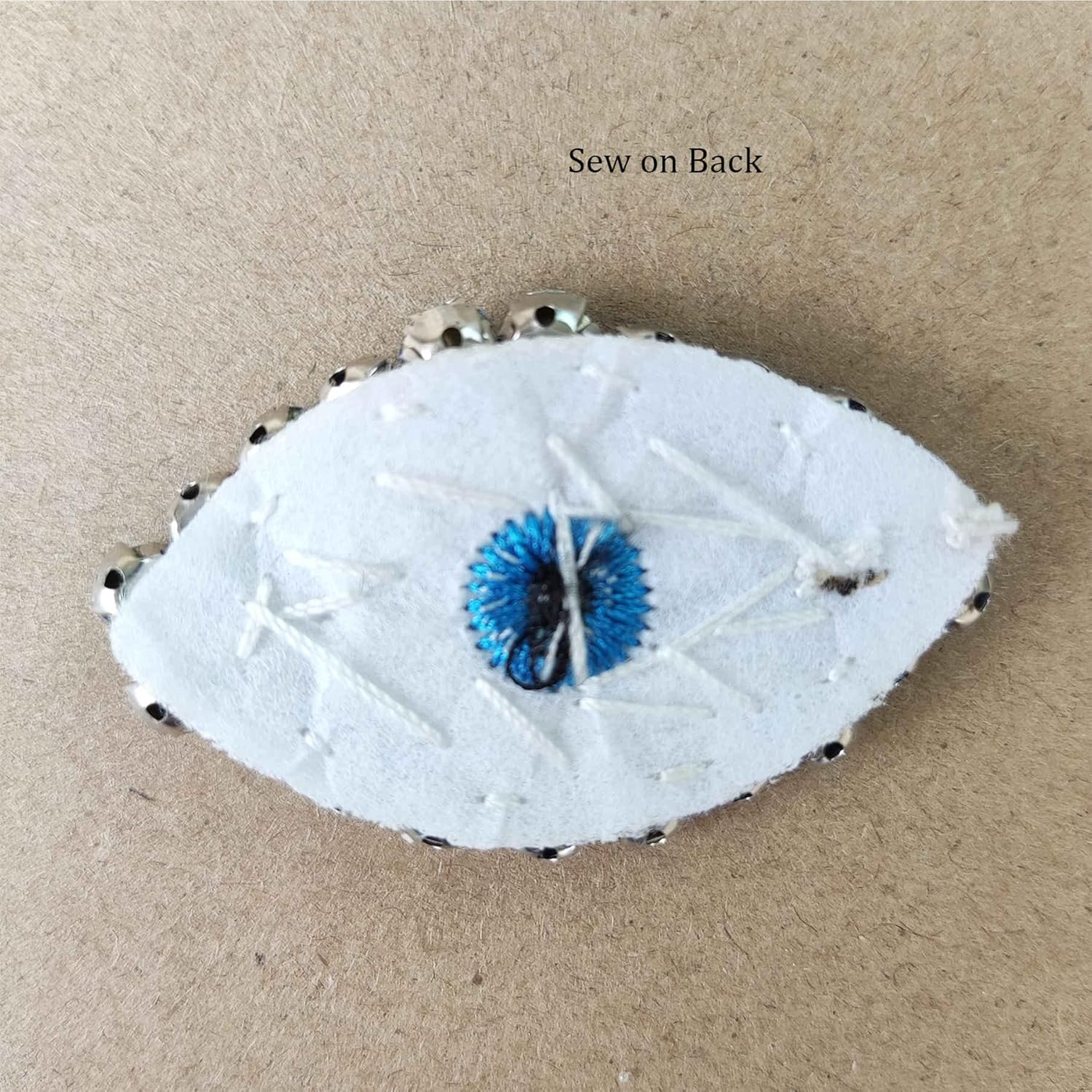 2 parches de diamantes de imitación azules con diamantes de imitación de ojo malvado, bonitos parches bordados para coser, apliques de bricolaje,