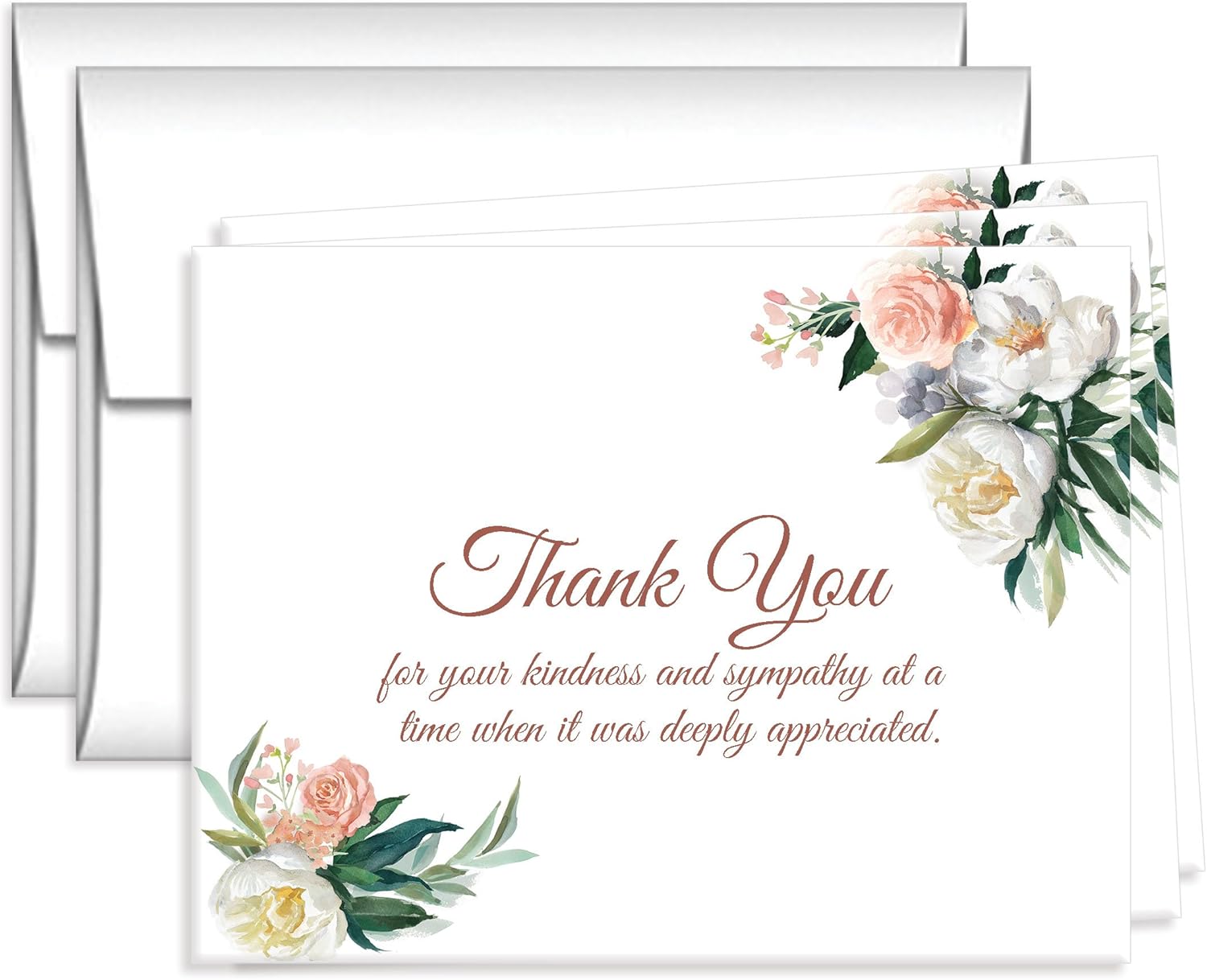 Impressions 25 tarjetas de reconocimiento de condolencias, notas de agradecimiento funerarias planas incluyen sobres.