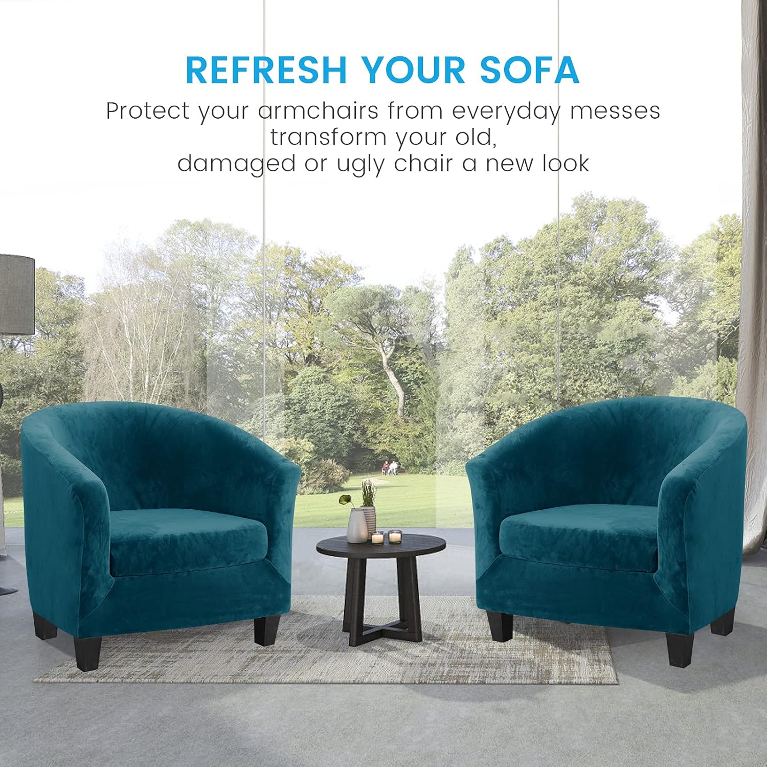 MIFXIN 2 fundas de terciopelo para silla de bañera con funda de cojín, fundas elásticas extraíbles para silla de bañera, sofá, protector de muebles