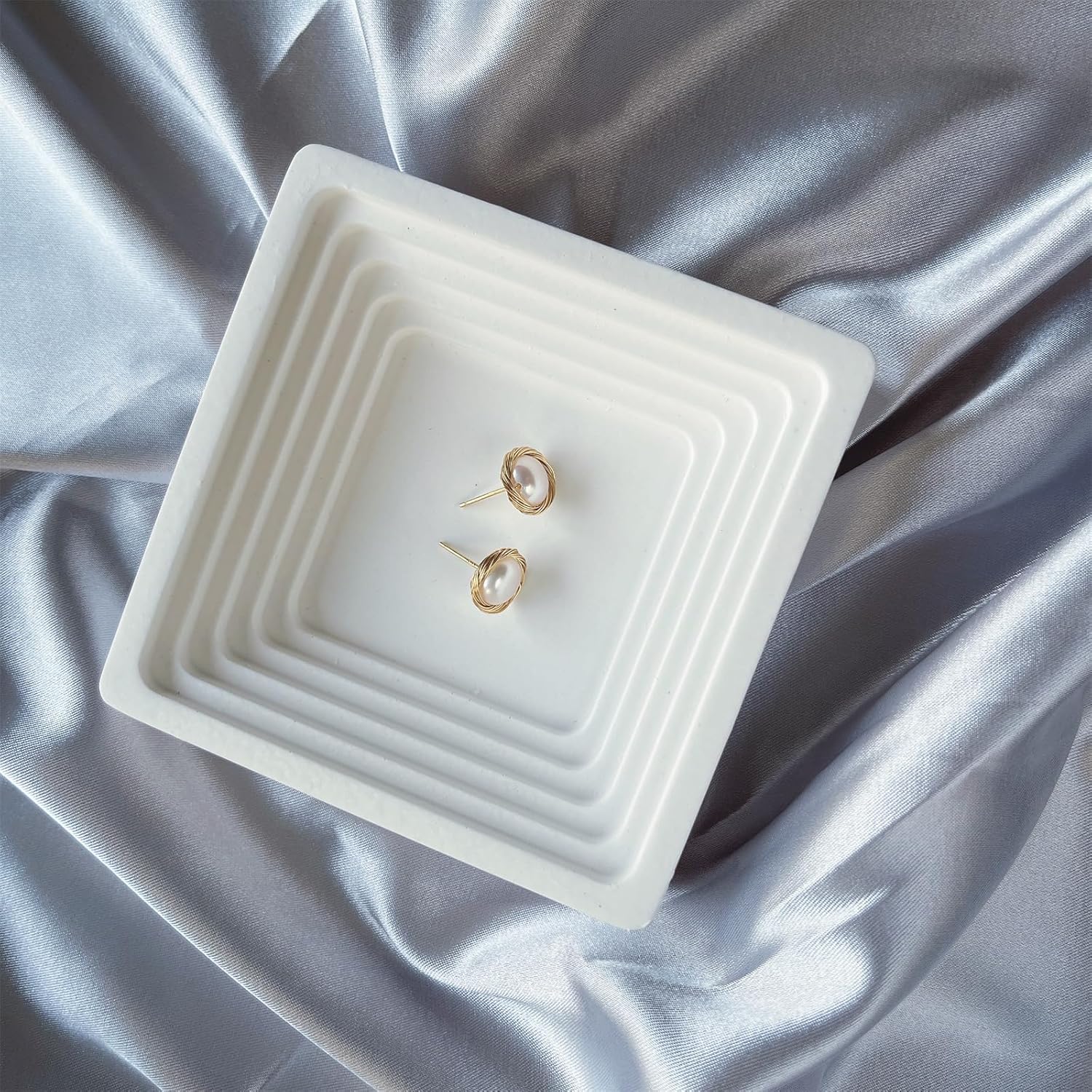 Natural Baroque Freshwater Pearl Earrings for Women, White Round Pearls, Wire Wrap Gold Stud Earrings Jewelry, Handmade Jewelry Gift for Mom Lover