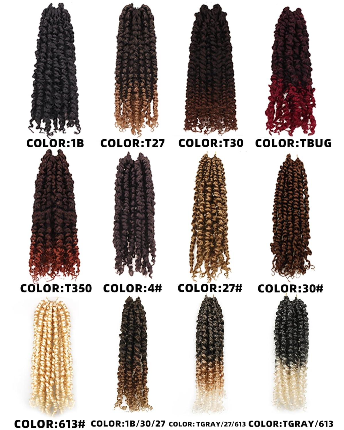 Paquete de 8 paquetes de cabello corto de ganchillo de 10 pulgadas para mujeres negras y niños, 3 tonos de color degradado gris a rubio a