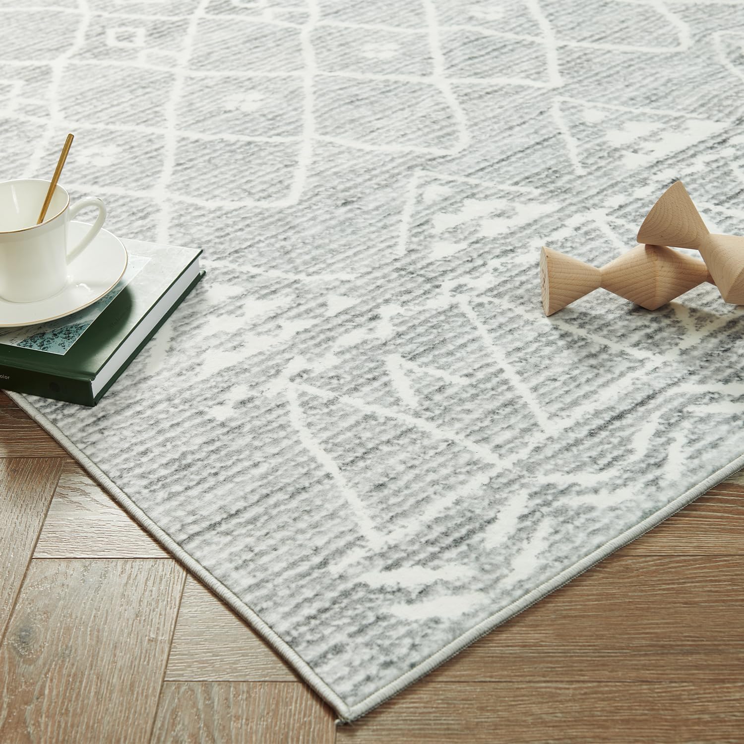 jinchan Alfombra marroquí lavable, moderna, geométrica, antideslizante, con acento para exteriores, delgada, contemporánea, suave, para cocina, sala