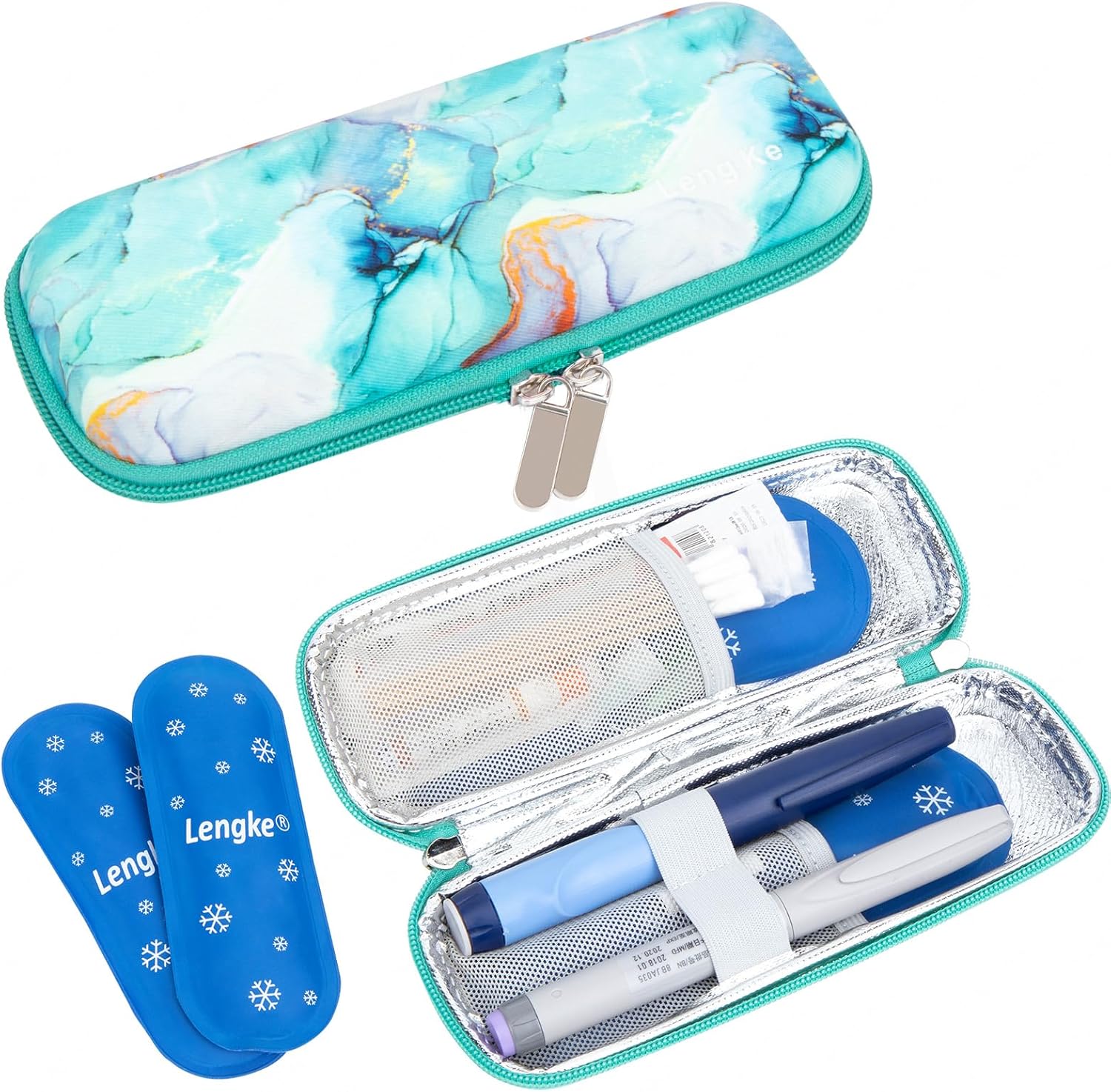 SUNMON Bolsa de viaje para enfriadores de insulina, bolsa de transporte para diabéticos, bolsa de refrigeración portátil con 2 bolsas de hielo para