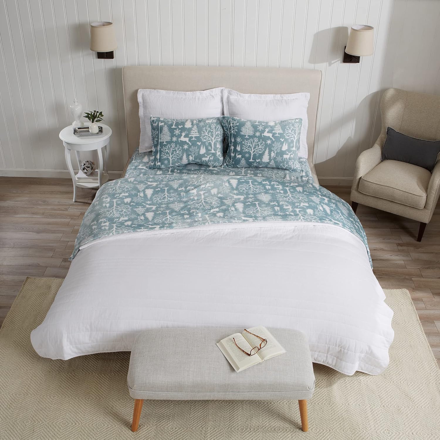 Great Bay Home Juego de sábanas de microvellón de terciopelo suave, no hacen bolitas, bolsillo profundo, colección Lavish Sherpa Velvet Luxe (tamaño