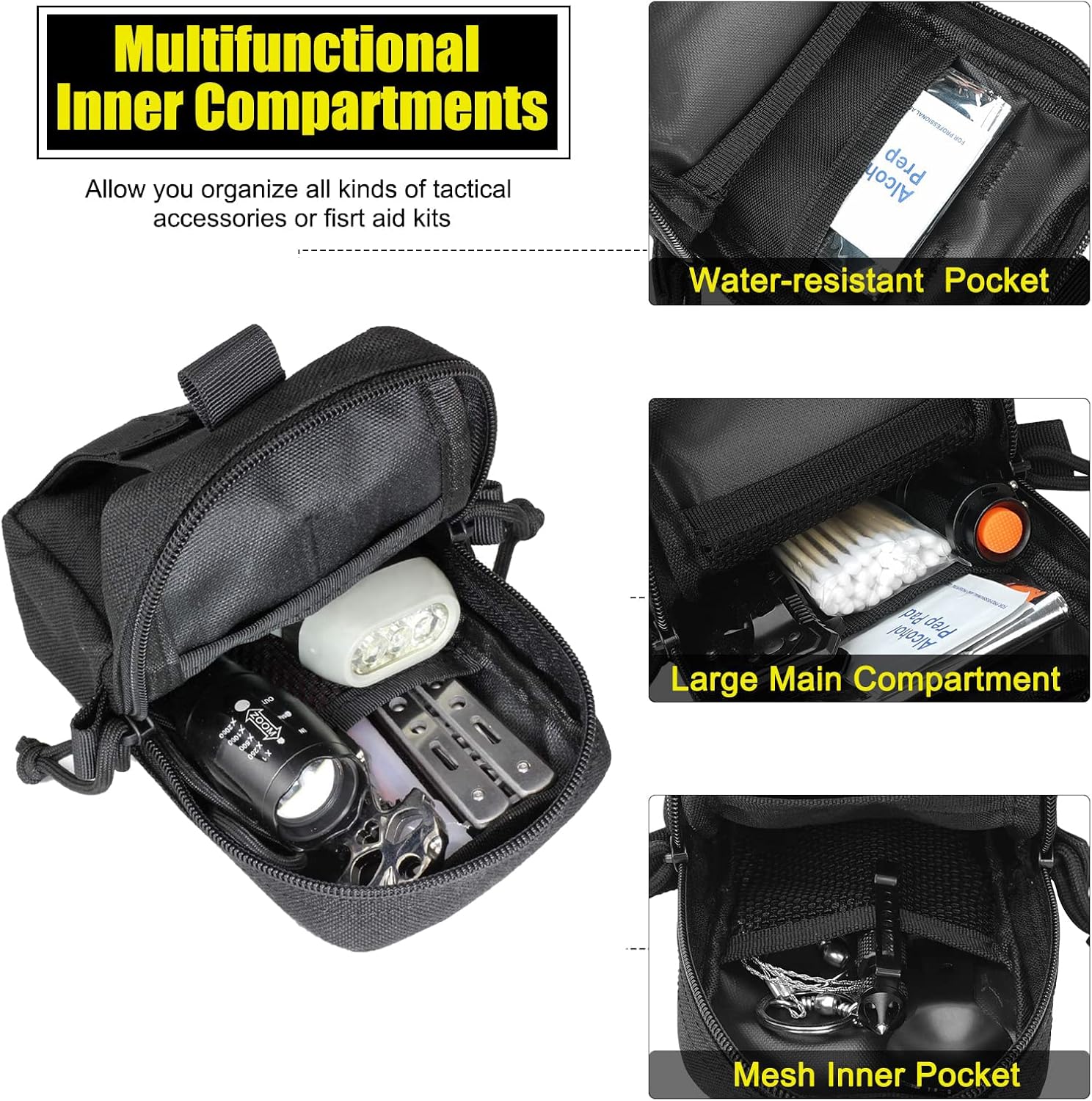 Bolsa táctica EDC, bolso pequeño multifuncional Molle, organizador de artilugios, soporte para teléfono celular, bolsa de cintura, camping,