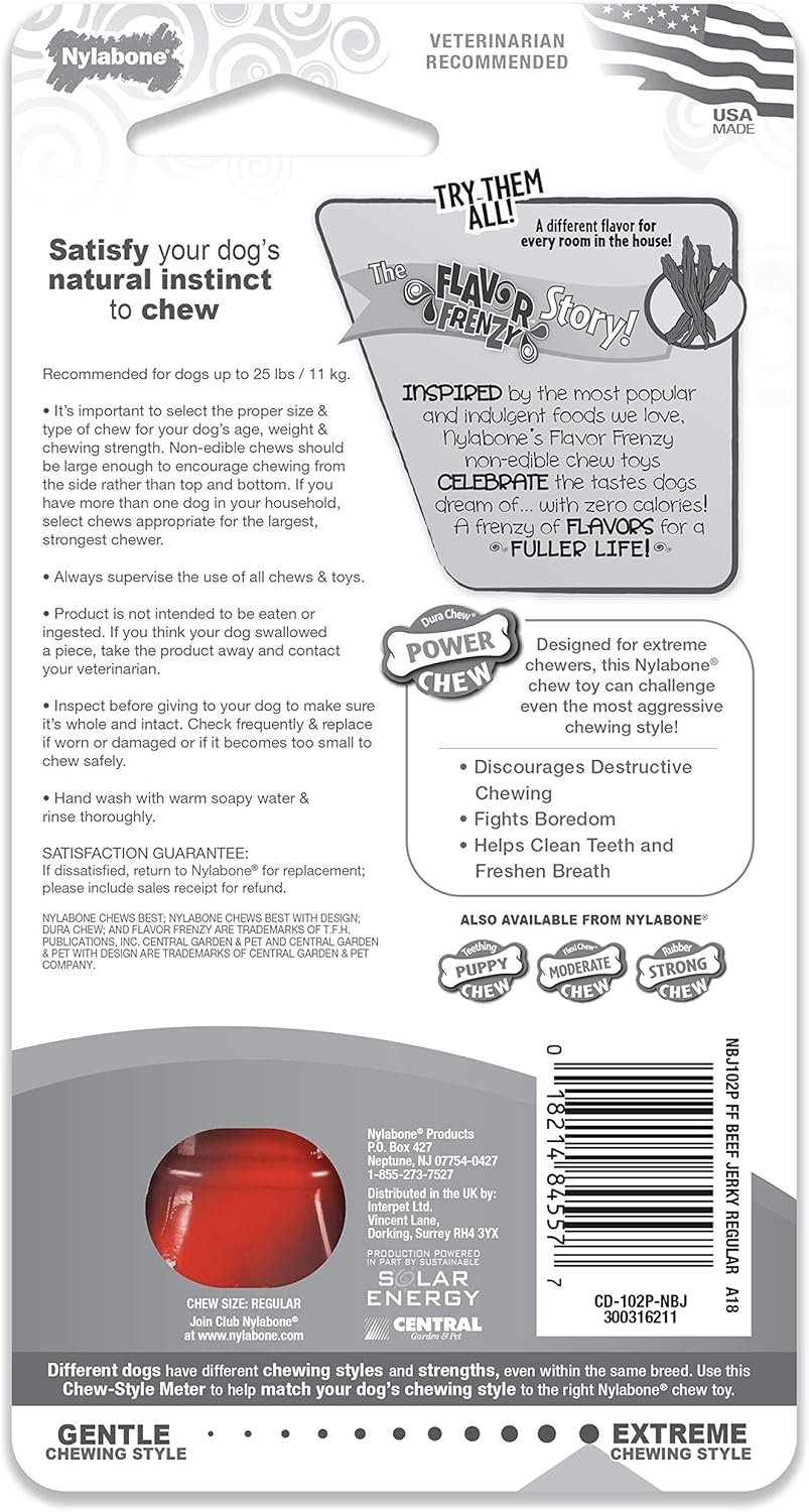 Nylabone Flavor Frenzy Power Chew – Juguete masticable para perros sabor carne seca, tamaño pequeñoregular, 1pieza