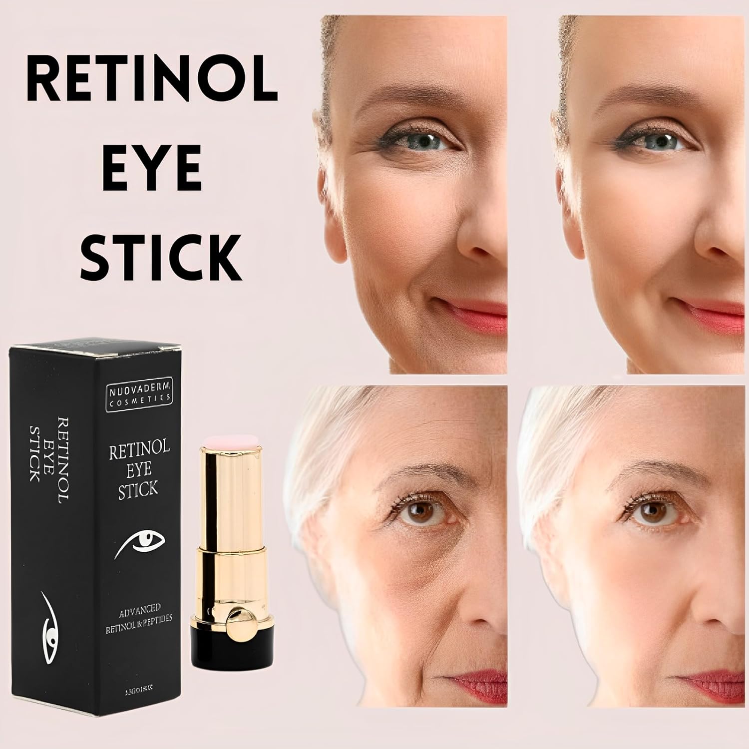 SLT – Lápiz de ojos con retinol, crema iluminadora para ojos + péptidos, cuidado de la piel para líneas finas, arrugas, ojeras e hinchazón, gel