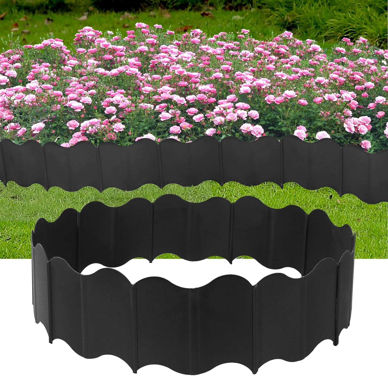 Borde de borde de jardín, bordes de paisaje de jardín, bordes de valla de jardín de plástico, bordes de paisajismo entrelazados, borde flexible para