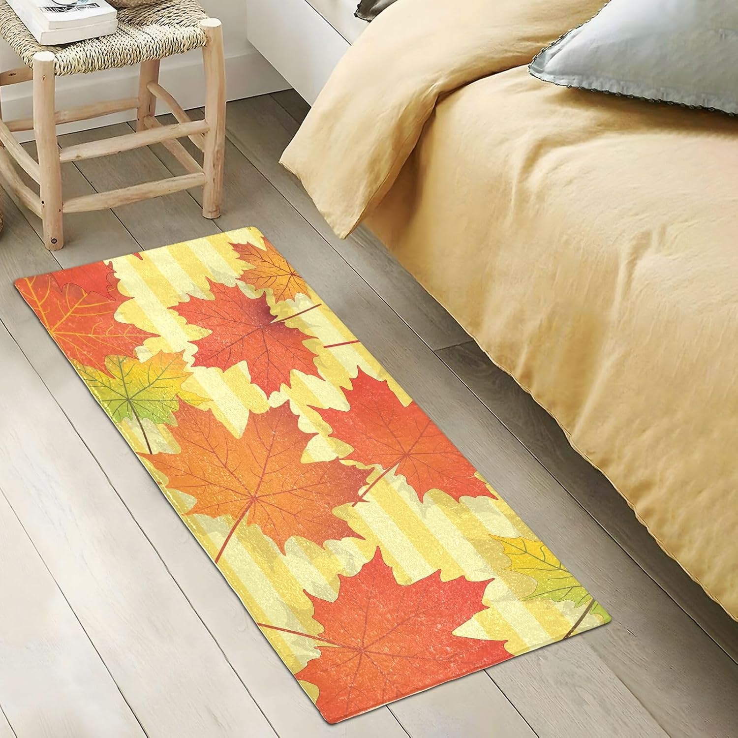 Fluffy Floor Carpet 39x20in- Yellow Maple Leaves in AutumnFront Door Mat Indoor Machine Washable Carpet,Aesthetic Rug