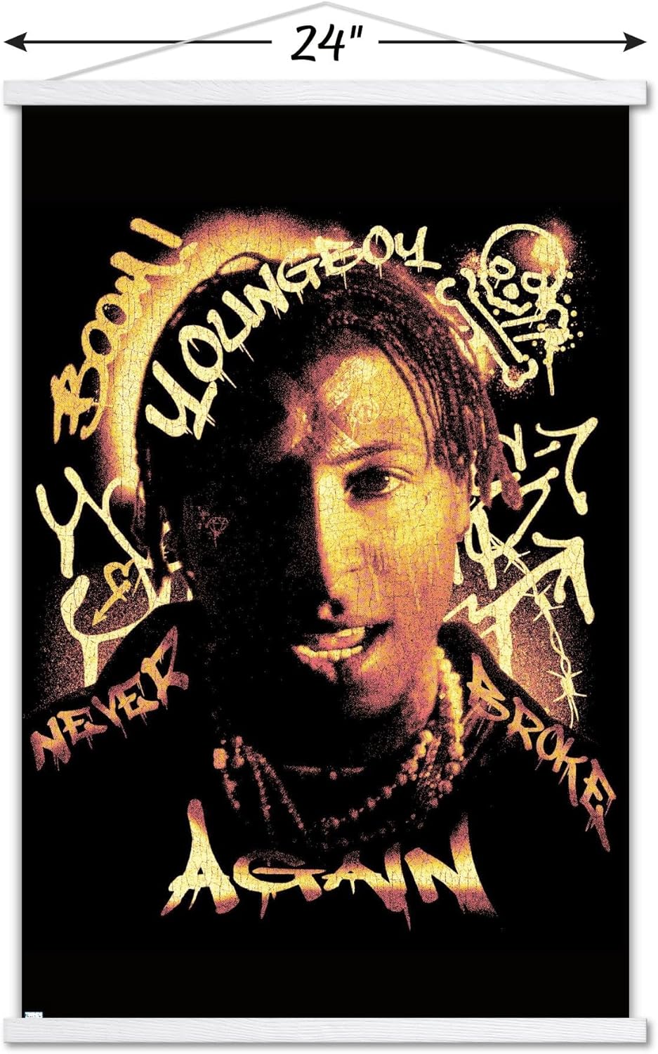 Trends International NBA Youngboy – Póster de pared de graffiti, 22.37 x 34.00 pulgadas, paquete de impresión y colgador blanco