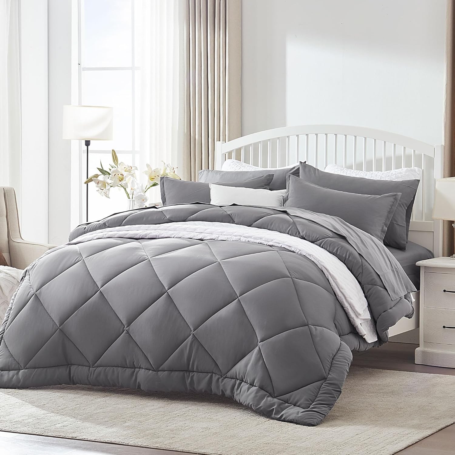 SLEEP ZONE – Juego de edredón reversible y refrescante tamaño Individual para niños, suave y transpirable para todo el año, acolchado de diamante