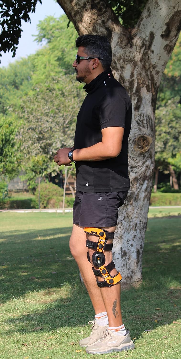 KGOI ELITE – Rodillera, flexible, ajustable con bisagras de engranaje de acero inoxidable para ligamento, lesiones deportivas, artritis, alivio del