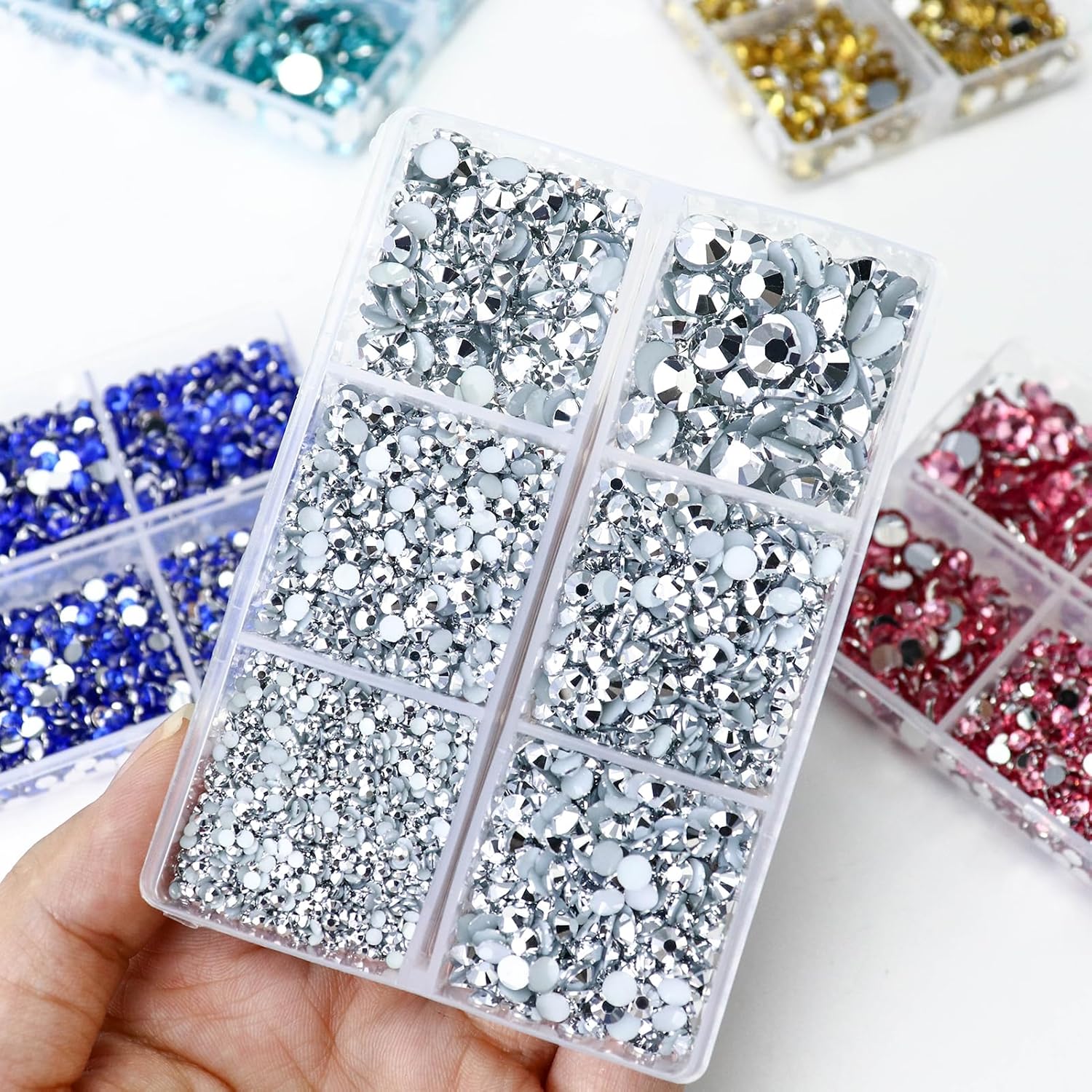 10000 piezas de diamantes de imitación plateados para manualidades, zapatos, ropa, diamantes de imitación plateados con parte trasera plana, kit de