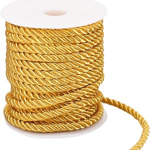 PH PandaHall Cordón dorado de 59 pies de 0.197 in, cuerda torcida de seda para decoración del hogar, bolsa de Navidad, cordón, cordón, cortina, PH PandaHall Cordón dorado de 59 pies de 0.197 in, cuerda torcida de seda para decoración del hogar, bolsa de Navidad, cordón, cordón, cortina,