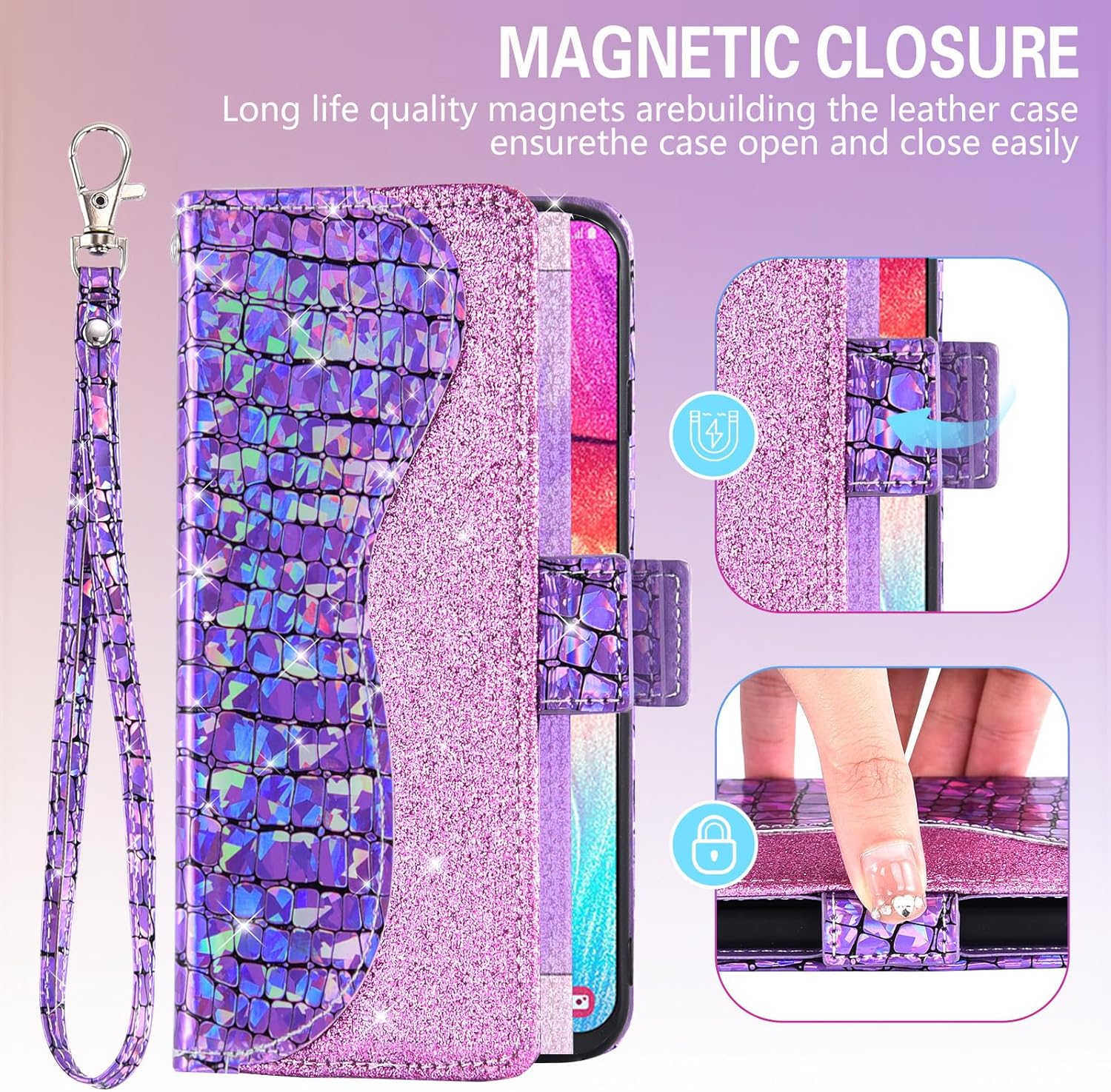 Asuwish Funda de teléfono para Samsung Galaxy A50 A50S A30S Funda tipo cartera con protector de pantalla y tarjetero abatible Glaxay A 50 50S 30S