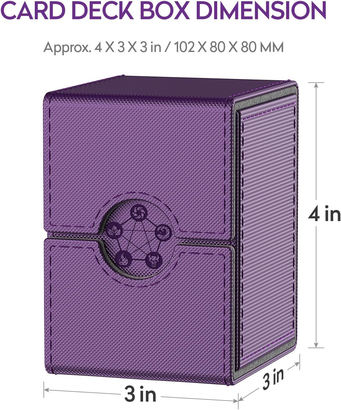 Caja morada para tarjetas MTG, caja de almacenamiento de tarjetas coleccionables con 2 divisores por soporte, capacidad para hasta 110 tarjetas