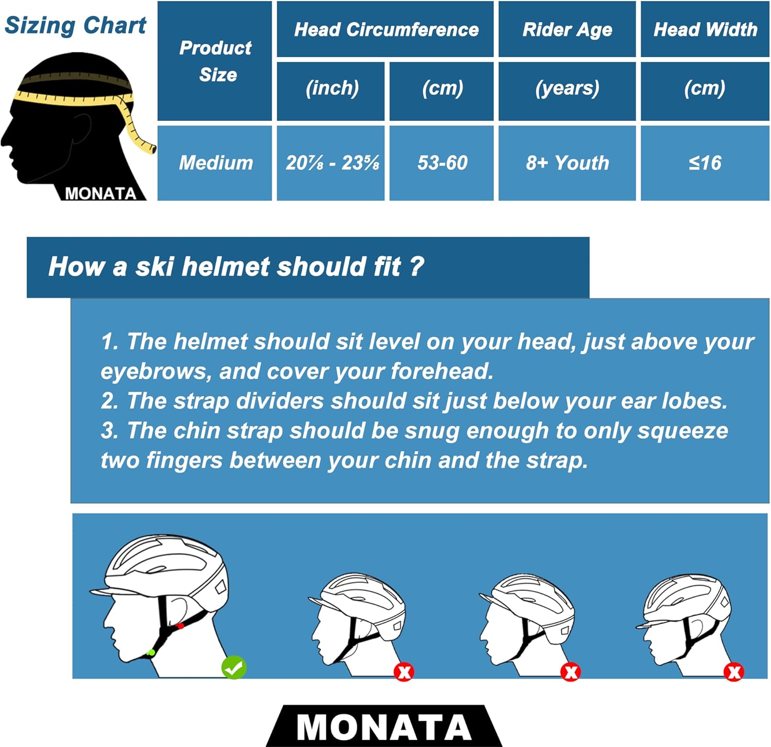 MONATA Casco de esquí para snowboard, ajuste de esfera, compatible con gafas, almohadillas para las orejas, cascos de esquí con doble certificación