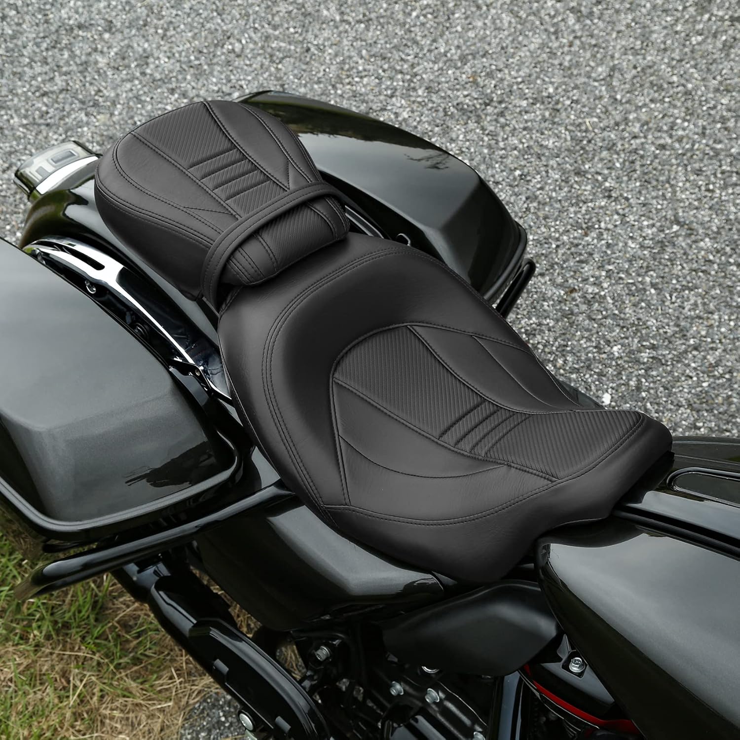 TCT-MT Asiento de cuero de conductor y pasajero para Harley Street Glide Road King 2009-2019 Road Glide CVO Street Glide 2015-2019Street Glide